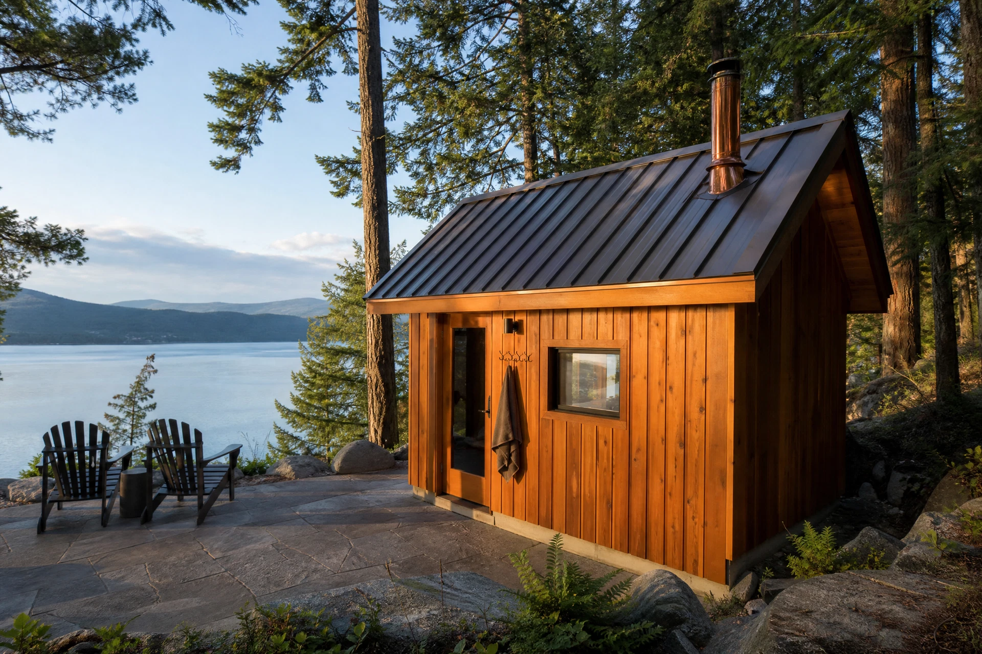 Cedar sauna at a cabin